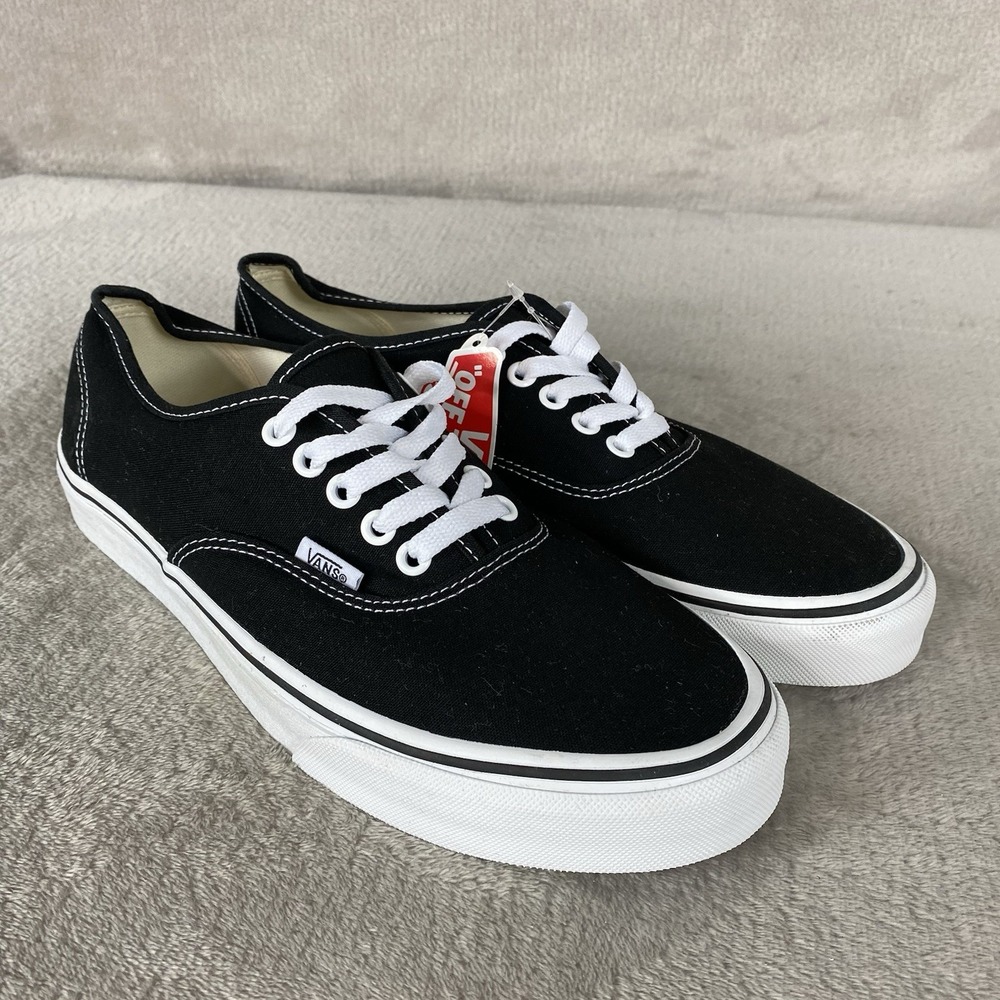 Vans Authentic Shoes Mens 9 Women 10.5 Black Canvas Low Top Skate Sneakers NEW